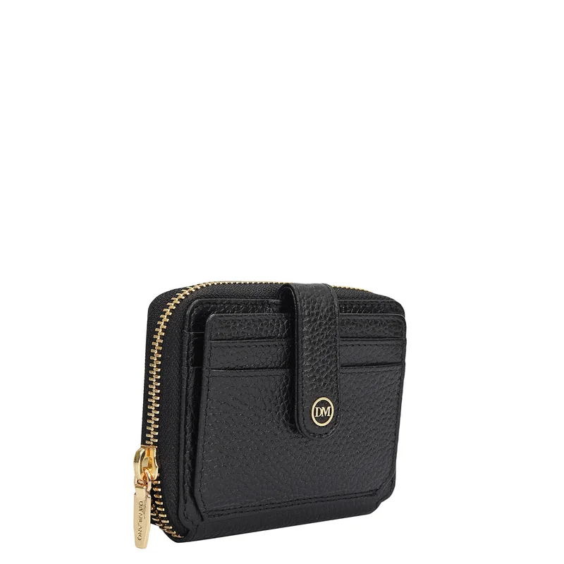 Da Milano Wax Leather Ladies Wallet - Black